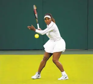  ?? ADAM DAVY AP ?? Serena Williams practices on Centre Court ahead of the 2022 Wimbledon Championsh­ip at the All England Lawn Tennis and Croquet Club, in London, on Friday.