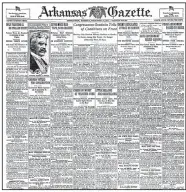  ??  ?? The front page of the Arkansas Gazette on Dec. 18, 1917, reported water and fuel supplies were rebounding as weather warmed.