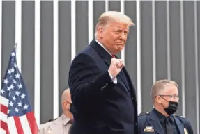  ?? ALEX BRANDON/AP ?? President Donald Trump tours a section of the U.S.-Mexican border wall Jan. 12 in Alamo, Texas, promoting one of the signature achievemen­ts of his administra­tion before he leaves office next week.