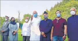  ?? ANI ?? PAGD leaders, including NC chief Farooq Abdullah and PDP president Mehbooba Mufti, after the meeting in Srinagar on Wednesday.