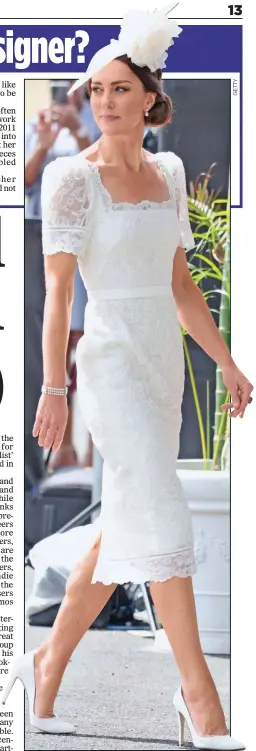  ?? ?? LACE:
Kate in an Alexander McQueen dress in Jamaica