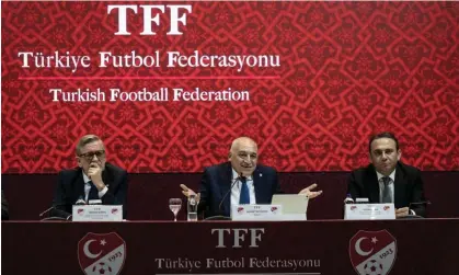  ?? Photograph: Anadolu/Getty Images ?? Turkish football federation president Mehmet Buyukeksi (centre) said Ankaragucu would be punished in the ‘strongest terms possible.’