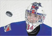  ?? DAVID BEBEE RECORD STAFF ?? Kitchener goalie Luke Richardson has the Rangers rolling at a perfect 3-0 early in the Ontario Hockey League season.