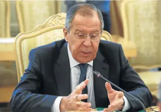  ?? /Reuters ?? Meddle detectors: Russian Foreign Minister Sergei Lavrov has dismissed the claims set out in the indictment as ‘blabber’. The Russian government insists there is no evidence that it meddled in the US elections.