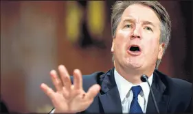  ?? GABRIELLA DEMCZUK/GETTY-AFP ?? Supreme Court nominee Brett Kavanaugh testifies before the Senate Judiciary Committee on Thursday.