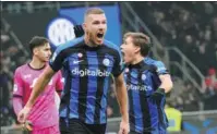  ?? AP ?? Inter Milan's Edin Dzeko celebrates after scoring against Napoli during a Serie A match in Milan, Italy, on Wednesday.