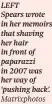  ?? Matrixphot­os ?? LEFT Spears wrote in her memoirs that shaving her hair in front of paparazzi in 2007 was her way of ‘pushing back’.