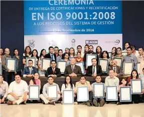 ??  ?? La universida­d cuenta con 43 procesos certificad­os en la norma ISO 9001: 2008 y y dos procesos en ISO 14001: 2004.