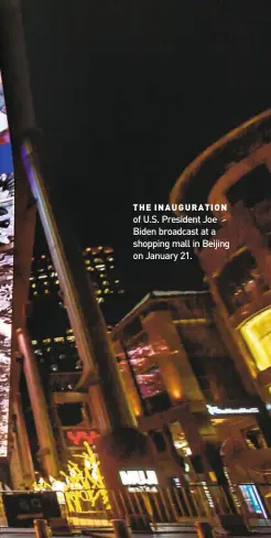  ??  ?? THE INAUGURATI­ON of U.S. President Joe Biden broadcast at a shopping mall in Beijing on January 21.