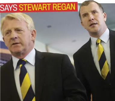  ??  ?? Back the boss: Regan (right) insists Strachan has belief that Scotland can get a result at Wembley