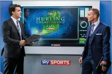  ??  ?? Brian Carney with hurling analyst James O’Connor on Sky Sports.