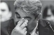  ?? KENT NISHIMURA TNS ?? Boeing engineer Sam Salehpour wipes his eyes during a Senate Homeland Security and Government­al Affairs subcommitt­ee on investigat­ions hearing titled "Boeing's broken safety culture, focusing on firsthand accounts" at the U.S. Capitol on Wednesday in Washington, DC.