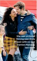  ??  ?? She was pictured filming new show Brassic with co-star Damien Maloney last week