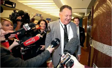  ?? GETTY IMAGES ?? NZ First MP Shane Jones arrives at Parliament as coalition discussion­s continue on October 18.