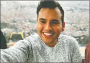  ?? (Courtesy Photo/Carlos Zavala via AP) ?? Carlos Zavala, 25, takes a selfie in LaPaz, Bolivia. The communicat­ions consultant, who lives in Washington, D.C., has been spending time on Tinder and Bumble during the pandemic but has yet to go on a date in person. He stopped using the sites in December 2019 but reactivate­d his accounts in April because: “I was going stir crazy being home with the family.”