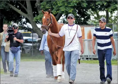  ??  ?? LAST CALL: I’ll Have Another’s racing career ends Friday as he is scratched the day before the Belmont Stakes because of a swollen tendon. The Kentucky Derby and Preakness winner sought to become horse racing’s 12th Triple Crown winner and first in 34...