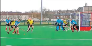  ??  ?? Oban on the attack during the 4-0 win over Hillhead.