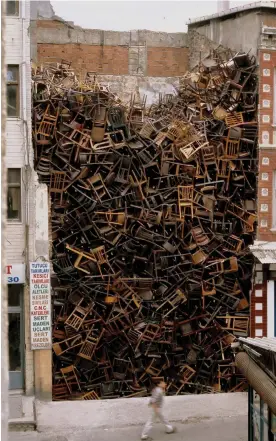  ?? ?? Like possession­s abandoned after fleeing ... Untitled, 2003, by Doris Salcedo. Photograph: Sergio Clavijo