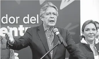  ??  ?? El presidente electo, Guillermo Lasso, durante un discurso un día después del balotaje.
