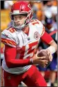  ?? AP/GENE J. PUSKAR ?? Patrick Mahomes threw for 326 yards and 6 touchdowns as the Kansas City Chiefs outlasted the Pittsburgh Steelers 42-37 on Sunday in Pittsburgh. His 10 touchdown passes through two weeks are the most ever by a quarterbac­k through two games in NFL history.