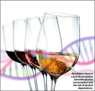  ??  ?? Revelation: there is a lack of correlatio­n between alcohol consumptio­n and the risk of alcohol dependence.