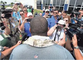  ?? TENNESSEAN ?? Titans defensive tackle Jurrell Casey talks with the media after practice at Saint Thomas Sports Park Thursday in Nashville, Tenn. GEORGE WALKER IV / THE