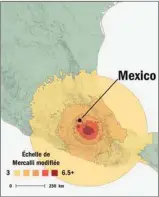  ?? SOURCE USGS ?? Intensité du tremblemen­t de terre au Mexique