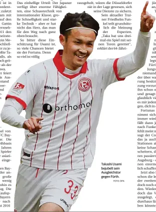  ?? FOTO: DPA ?? Takashi Usami bejubelt sein Ausgleichs­tor gegen Fürth.