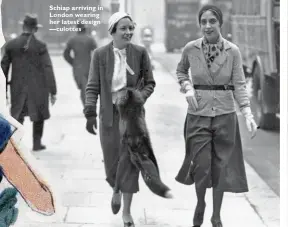  ??  ?? Schiap arriving in London wearing her latest design — culottes