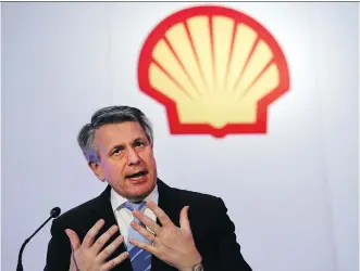  ?? ADRIAN DENNIS/AFP/GETTY IMAGES ?? Shell CEO Ben van Beurden says its carbon-offset program from gasoline sales is one way the company aims to meet its goal of reducing its net carbon footprint by 50 per cent by 2050.