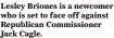  ?? ?? Lesley Briones is a newcomer who is set to face off against Republican Commission­er Jack Cagle.