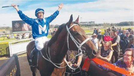  ?? Picture: GETTY IMAGES ?? Jockey Hugh Bowman is in awe of wonderhors­e Winx after her Apollo Stakes win at Randwick.