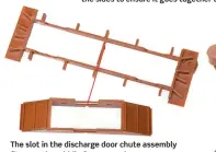  ??  ?? The slot in the discharge door chute assembly fits over the middle frame member.
