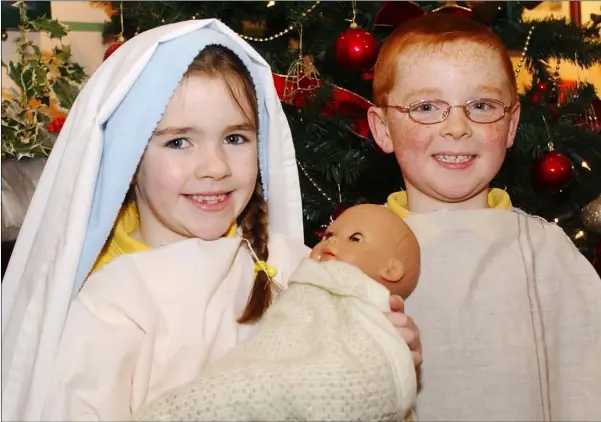  ??  ?? Grace Cullen and Andrew Lynch who took part in the CBS National School Nativity Play.