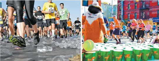  ??  ?? Vasos, botellas, bolsas y comida puede encontrars­e en las calles después de una carrera