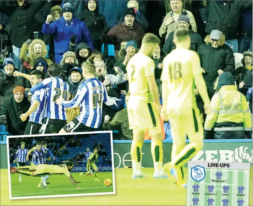  ?? PICTURES: Media Imager ?? GET IN: Kieran Lee celebrates the winner. Inset: Sean Scannell’s opener