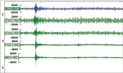  ?? FOTO: SEISMOLOGI­SKA INSTITUTET ?? ■
Mätinstrum­enten i Gumtäkt gav utslag vid den tidpunkt då smällen hördes.