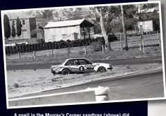  ??  ?? A spell in the Murray’s Corner sandtrap (above) did little to help the Craven Mild Commodore’s cause at Bathurst in 1980. Grice poses with the car (below left) as part of the top 10 pic shoot - with former team-mate turned Falcon driver Bob Morris in the background.