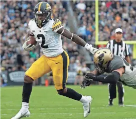 ?? ALEX MARTIN/JOURNAL AND COURIER ?? Iowa running back Kaleb Johnson, who is expected to return to the lineup after a three-week absence with an ankle injury, rushed for 200 yards a year ago at Purdue.