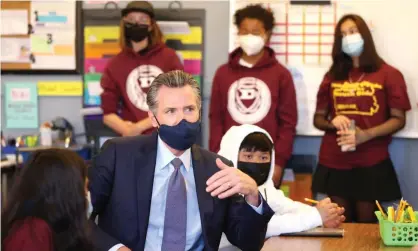  ?? Photograph: Justin Sullivan/Getty Images ?? Gavin Newsom announced that California will become the first state in the nation to mandate students to have a Covid-19 vaccinatio­n.