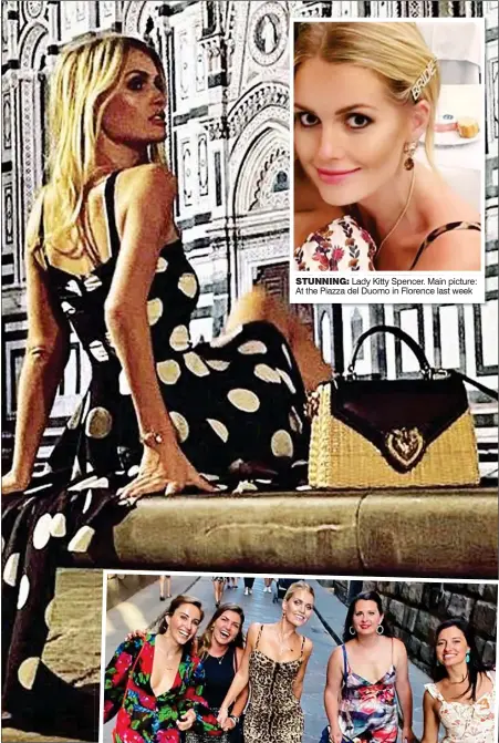  ??  ?? STUNNING: Lady Kitty Spencer. Main picture: At the Piazza del Duomo in Florence last week