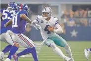  ?? ROGER STEINMAN/ASSOCIATED PRESS ?? Dak Prescott and the rest of the Cowboys, despite being huge favorites, aren’t taking the Dolphins lightly.
