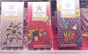  ??  ?? NAYUTA Chocolatas­ia, which are made from cacao beans from the Philippine­s and three Southeast Asian countries, is currently sold at Isetan department stores in Japan.