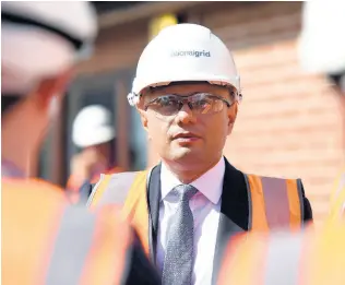  ?? AP ?? Britain’s Chancellor of the Exchequer Sajid Javid during a visit to the National Grid Training Centre in Newark, England, Friday, August 9, 2019.