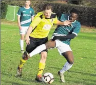  ??  ?? Singleton Barn (yellow) take on Ashford United 3rds in Ashford Sunday League Division 3