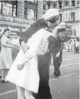  ?? Associated Press file ?? Greta Friedman, who claimed to be the photograph­ed woman kissed by an ecstatic sailor in Times Square celebratin­g the end of World War II, has died at 92.