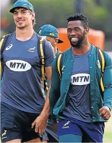  ?? /Steve Haag/Gallo Images ?? Big buddies: Eben Etzebeth, left, back from a long injury layoff, says he loves playing alongside captain Siya Kolisi, right.
