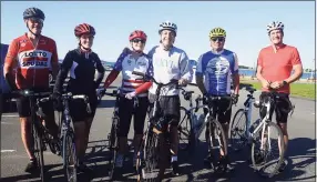  ?? Ned Gerard / Hearst Connecticu­t Media ?? U.S. Rep. Jim Himes and others prepare to depart Compo Beach Park in Westport on Friday. Himes was joined by state legislator­s and community leaders for the first leg of his bicycle tour north to the Massachuse­tts border.