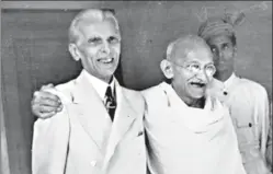  ?? UNIVERSAL IMAGES GROUP VIA GETTY ?? ■
Muhammad Ali Jinnah and MK Gandhi in 1946