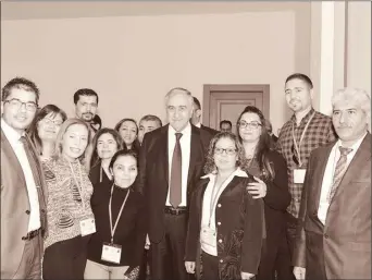  ??  ?? President Mustafa Akıncı with some participan­ts at the second Internatio­nal Thalassaem­ia Associatio­n Seminar at Çatalköy’s Acapulco Resort Hotel